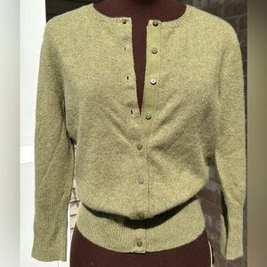GENE MEYER sS 💯cashmere cardigan-super soft-olive-nice reinforced button placket